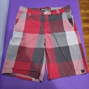 Quiksilver Kids Red and Gray Plaid Shorts